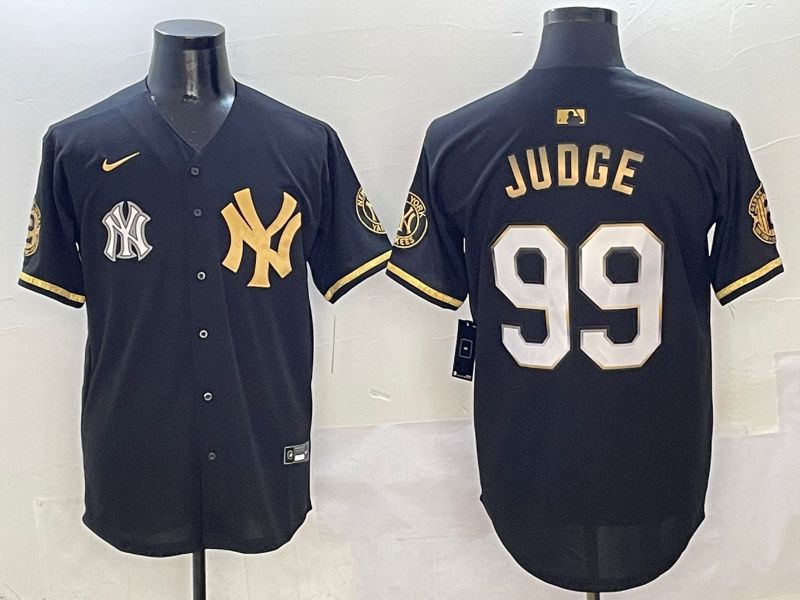 Men New York Yankees #99 Judge Black Gold Five generations Nike 2025 MLB Jersey style 9